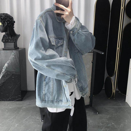 Mens Vintage Wash Blue Denim Jacket - Mubimart