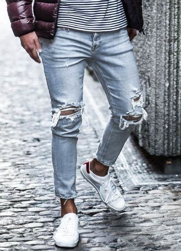 New Ripped Skinny Jeans mens Streetwear - Mubimart