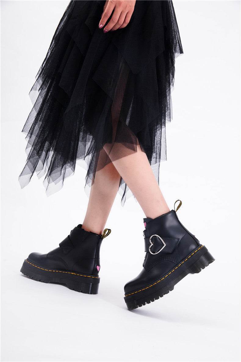 Peach heart fashion boots women zipper ankle boots - Mubimart