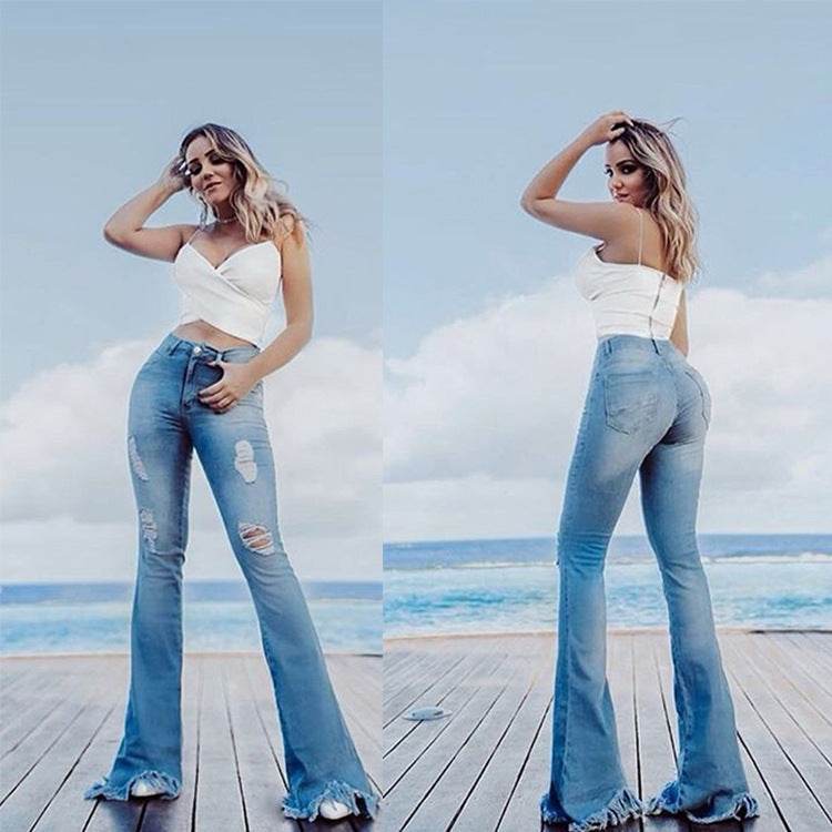 Wide-leg flared jeans - Mubimart
