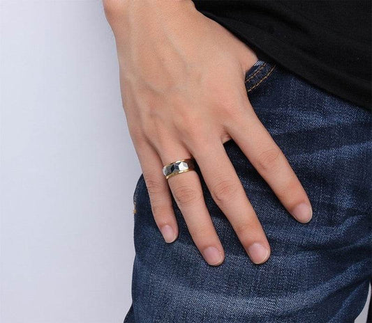 Tungsten steel gold ring - Mubimart