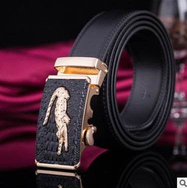 Men's leather factory direct belt buckle leather belt men's automatic belt belt wholesale business - Mubimart