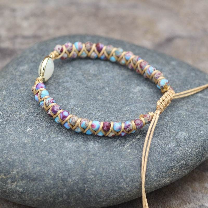 Natural Stone Bracelet for Women Round Crystal Bracelet Bangle Double Beads Yoga Bracelet - Mubimart