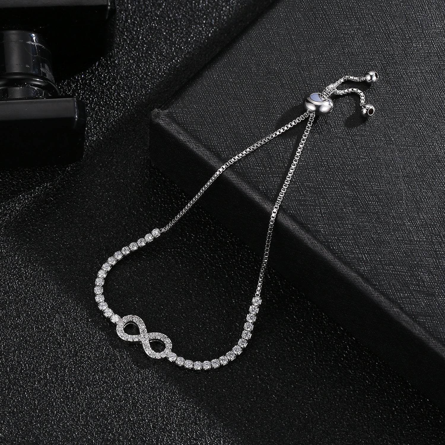17KM Cubic Zirconia Infinity Bracelets For Women Rose Gold Silver Color Charm Bracelet & Bangle Fashion Geometric Jewelry Gifts - Mubimart