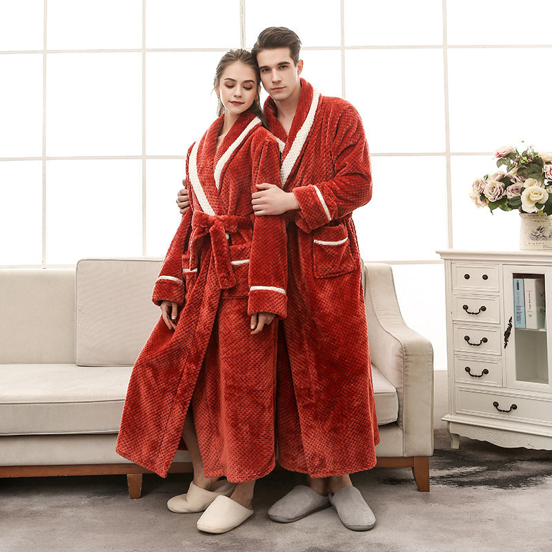 Women Pajamas Couple Gown Bathrobe Winter Robe - Mubimart -  