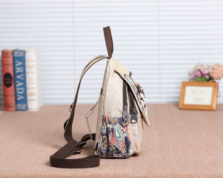 A touch of colorful backpack small backpack national style new style backpack literary style backpack women''s Bag Travel Backpack - Mubimart
