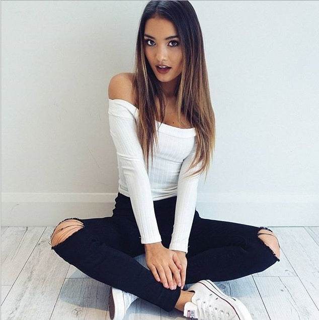 Women Off Shoulder Crop Top - Mubimart