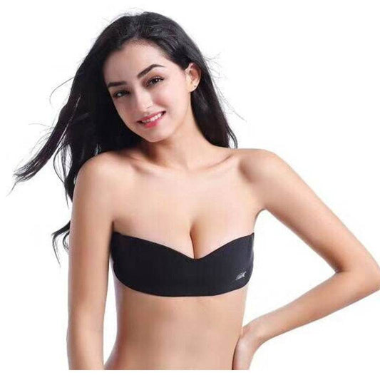 One-piece chest stickers breathable no steel ring invisible bra gathered a word strapless invisible underwear - Mubimart