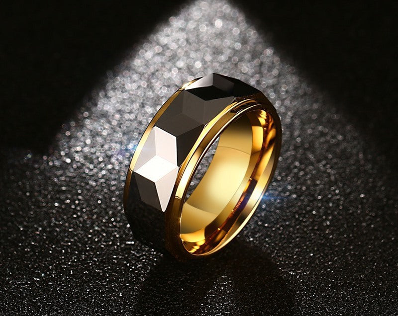 Tungsten steel gold ring