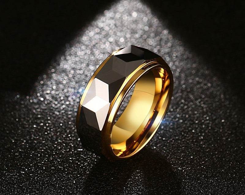 Tungsten steel gold ring - Mubimart