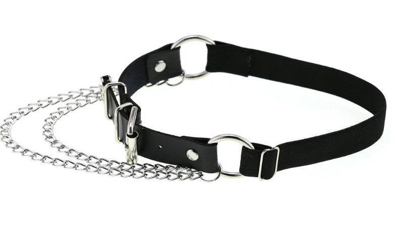 A Sex Heart Chain Elastic Leather Irregular Garter Belt - Mubimart