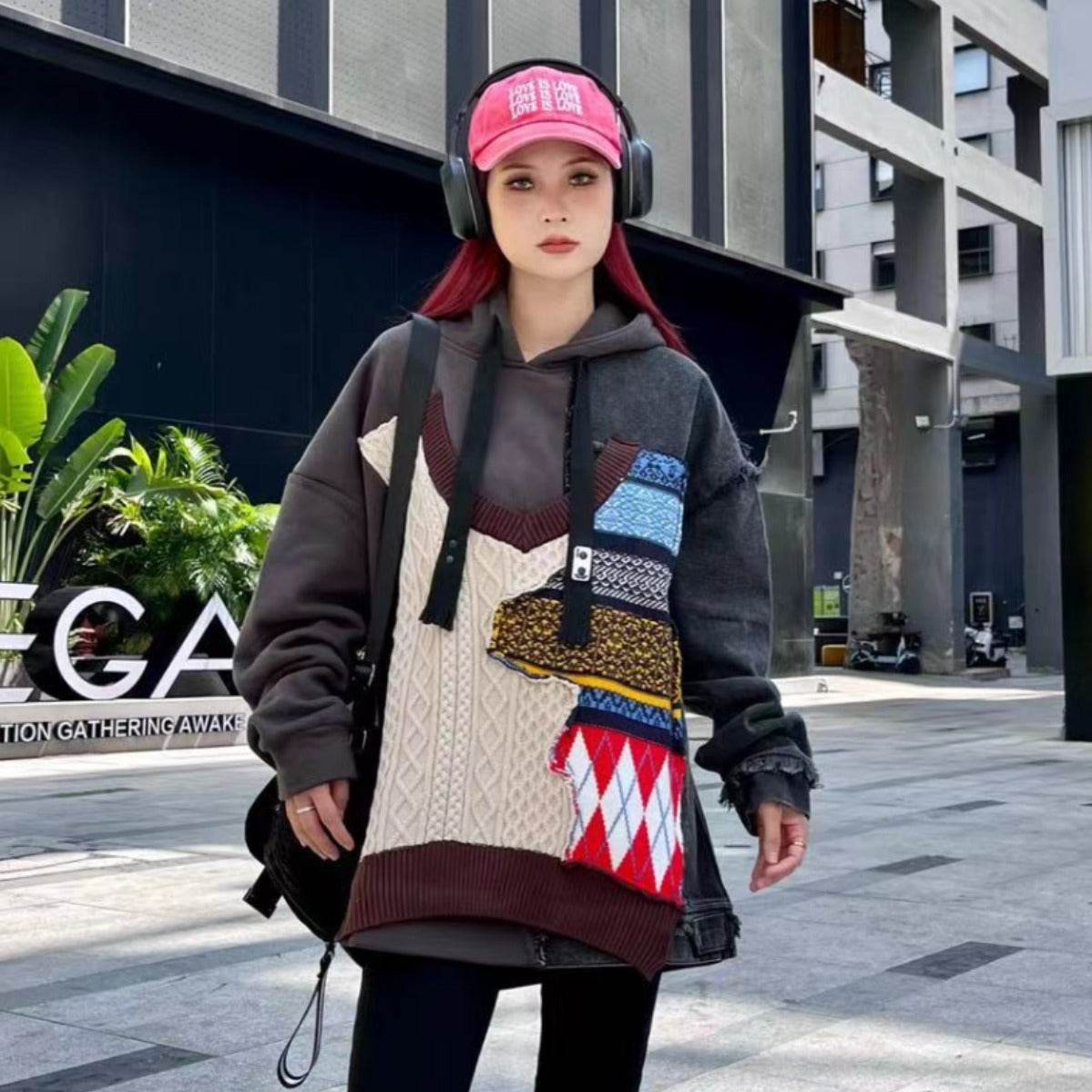 Plus Size Pullover And Fleece Sweater Loose Hooded Coat - Mubimart