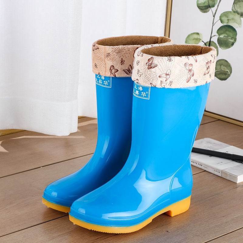 Rain boots waterproof shoes rubber shoes women - Mubimart