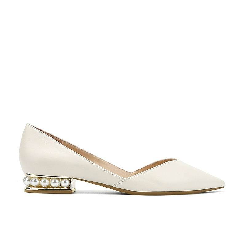 French pointed toe shoes women's flat low heels - Mubimart
