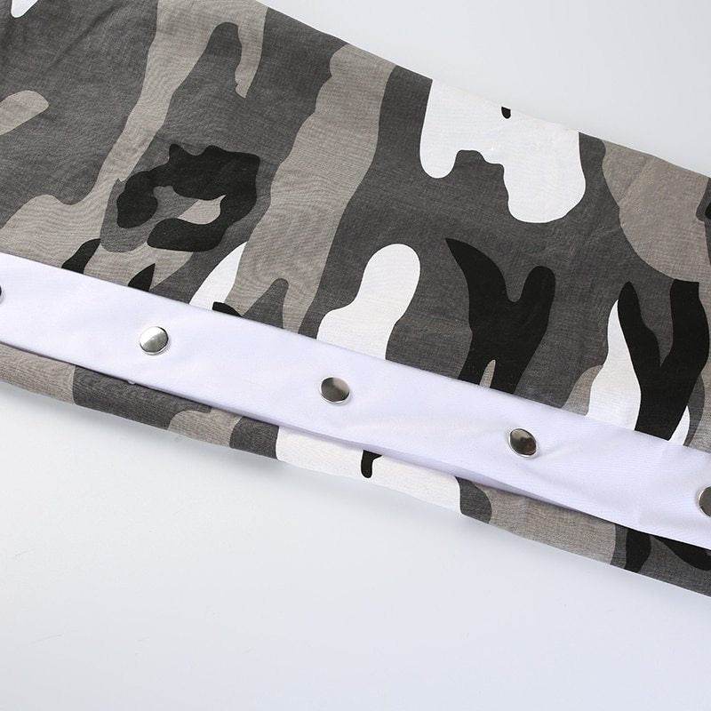 CAMO JOGGER BUTTON UP PANTS - Mubimart