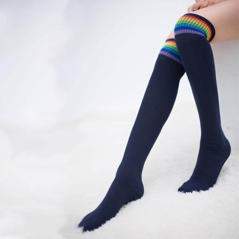 Rainbow long socks fall and winter knee socks - Mubimart