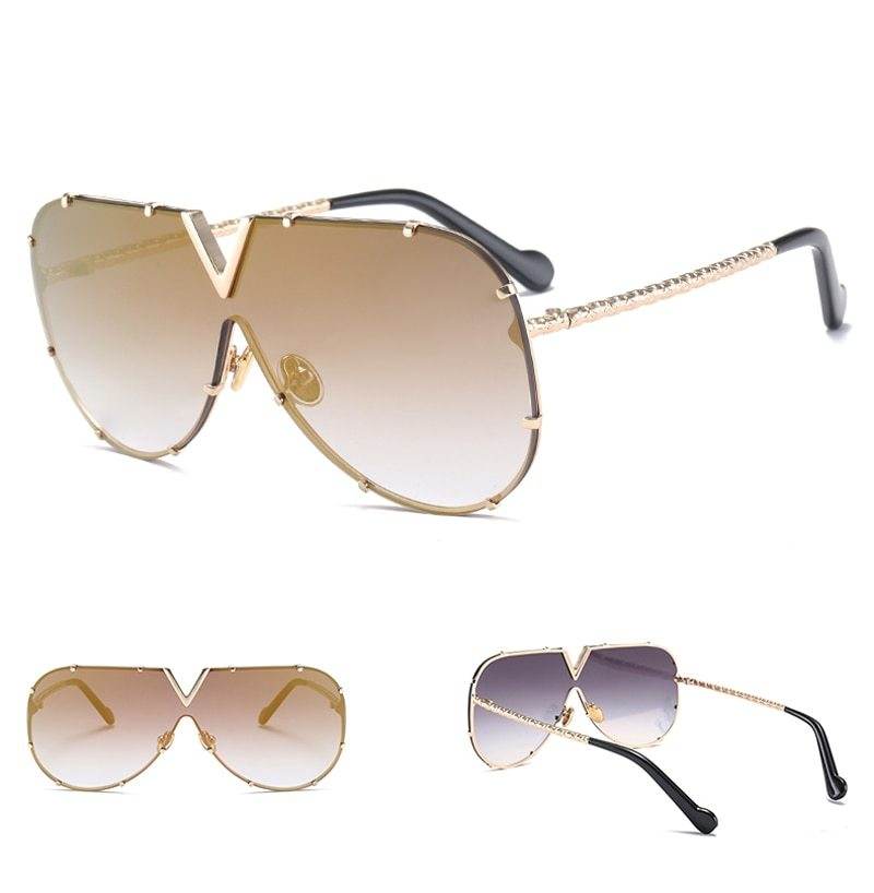 Sunglasses, men, women, men and women, sunglasses, frameless, rivet, personality glasses - Mubimart