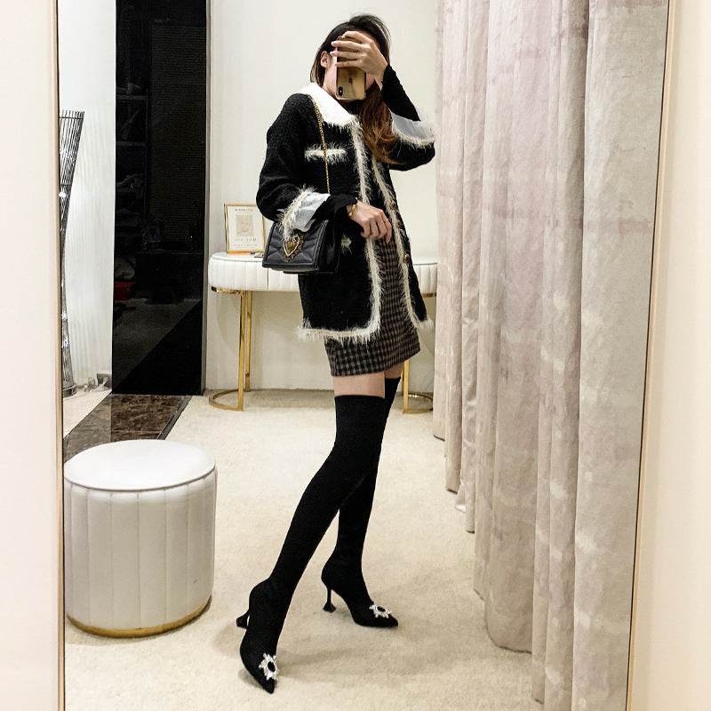 The sun buckled over his knee boots - Mubimart
