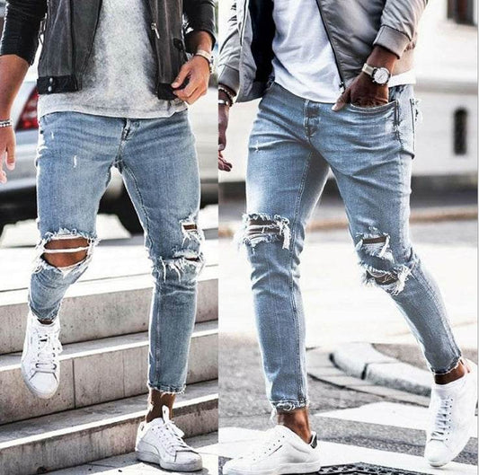 New Ripped Skinny Jeans mens Streetwear - Mubimart
