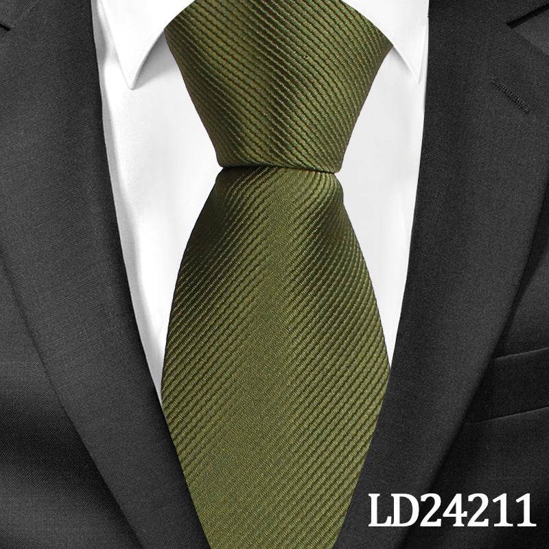 Pinstripe Classic Plain Polyester Tie Set Fashion 6cm Solid Color Linen Cotton Necktie Bright Ties Pin Clips Clasp Colourful For Men's Clothing Accessories - Mubimart