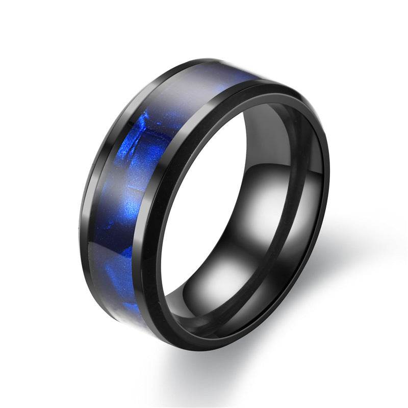 Blue Shell Titanium Steel Ring Fashion Personality Men And Women Ring - Mubimart