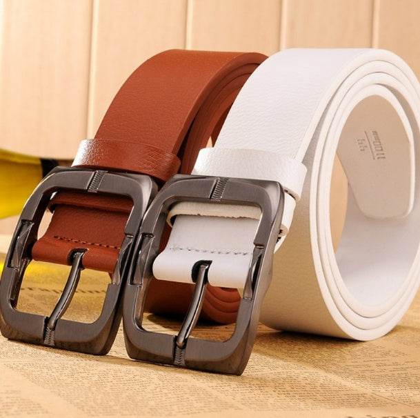New Brand High Quality Men's Belts Luxury Brand Leather Belt Pin Buckle Black Business Pants Belt Belt Men's Belt - Mubimart