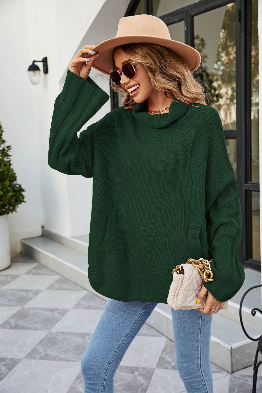 New Solid Color Pullover Knitwear Women's Loose Plus Size Turtleneck Sweater - Mubimart
