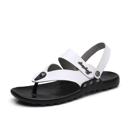 Men's Leather Fashion Sandal Fashion Men's Flip-flop Beach Shoes Men's Slippers - Mubimart