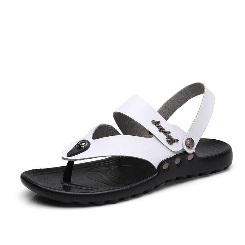 Men's Leather Fashion Sandal Fashion Men's Flip-flop Beach Shoes Men's Slippers - Mubimart
