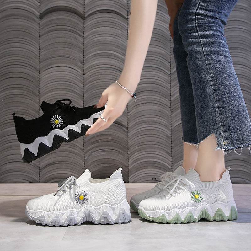 Flying Woven Mesh Small Daisy Sneakers Women - Mubimart