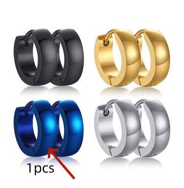Stainless Steel Light Body Inner Sand Earrings Japanese And Korean Simple Men - Mubimart
