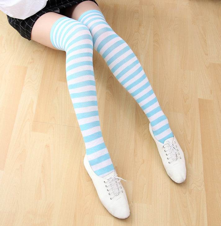 Stockings ladies over knee socks Japanese thigh socks striped high socks socks - Mubimart