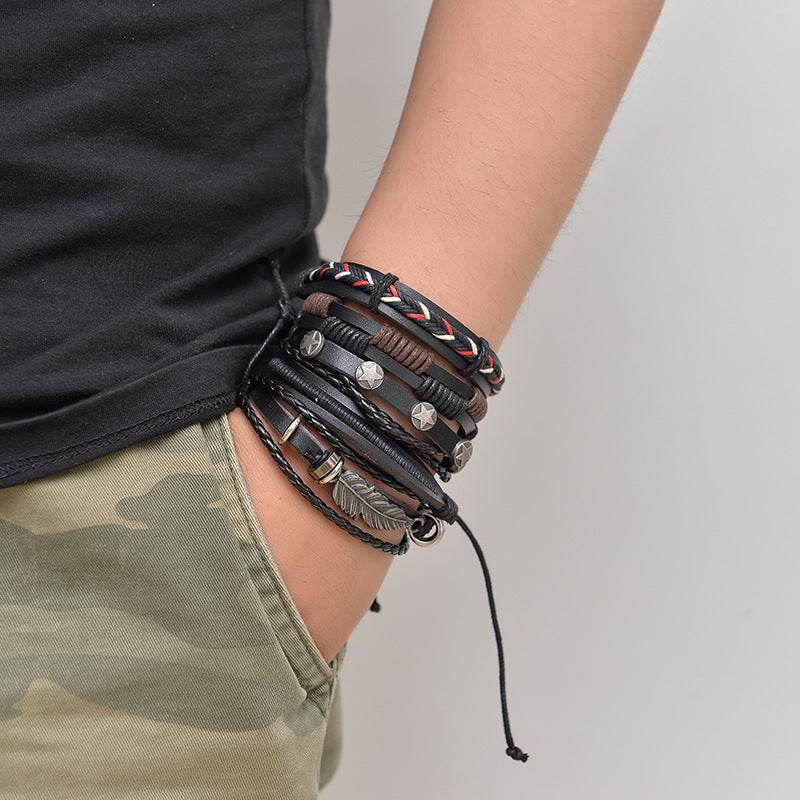 Multilayer Leather Bracelet For Men - Mubimart