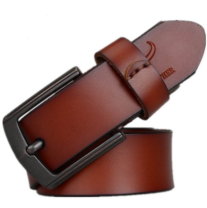 Dynamic buckle leather belt belt - Mubimart