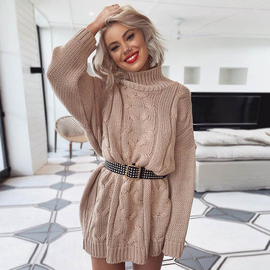 Turtleneck braided dress - Mubimart