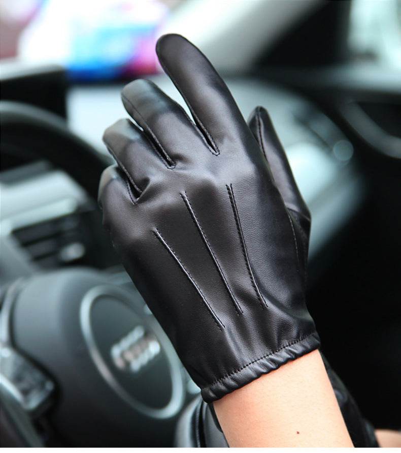 WARMEN men's PU leather gloves - Mubimart