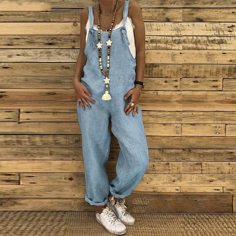 Loose suspender jumpsuit plus size overalls - Mubimart