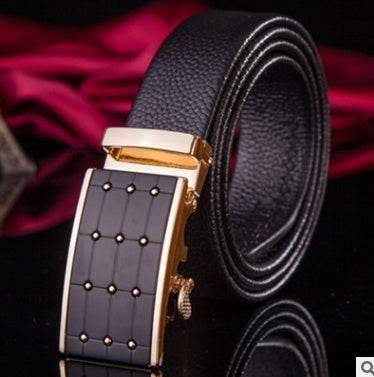 Men's leather factory direct belt buckle leather belt men's automatic belt belt wholesale business - Mubimart