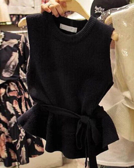Knitted vest vest sweater - Mubimart