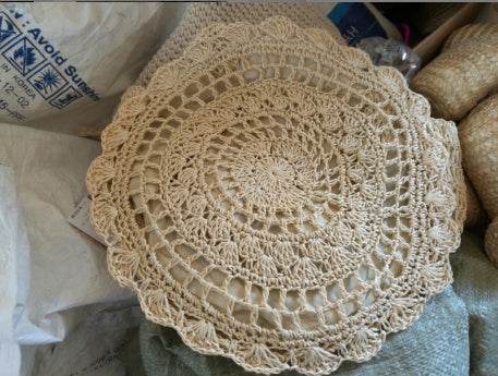 Bohemian Straw Bags for Women Big Circle Beach Handbags Summer Vintage Rattan Bag Handmade Kintted Travel Bags - Mubimart