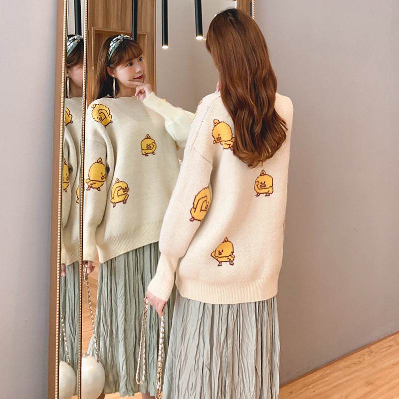 Sweater loose top mid-length outing maternity wear - Mubimart