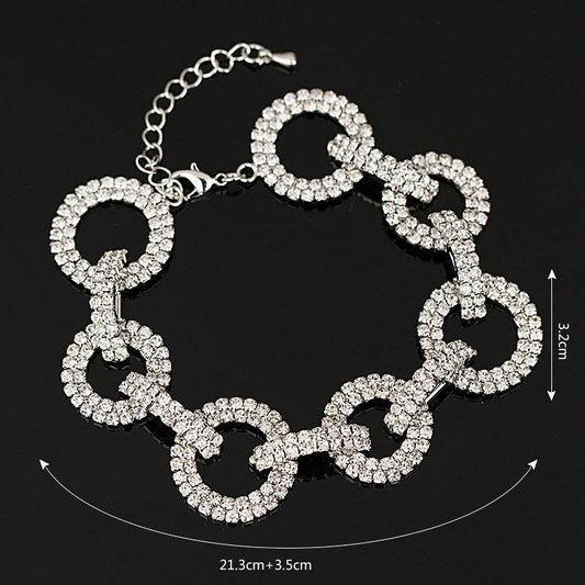 Ladies Rhinestone Bangle Multilayer Bracelet - Mubimart