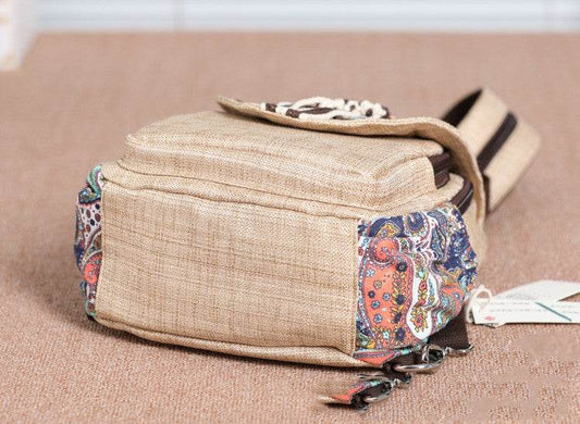A touch of colorful backpack small backpack national style new style backpack literary style backpack women''s Bag Travel Backpack - Mubimart
