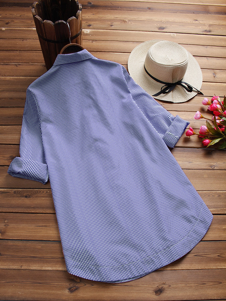 Long-sleeved shirt dress - Mubimart -  