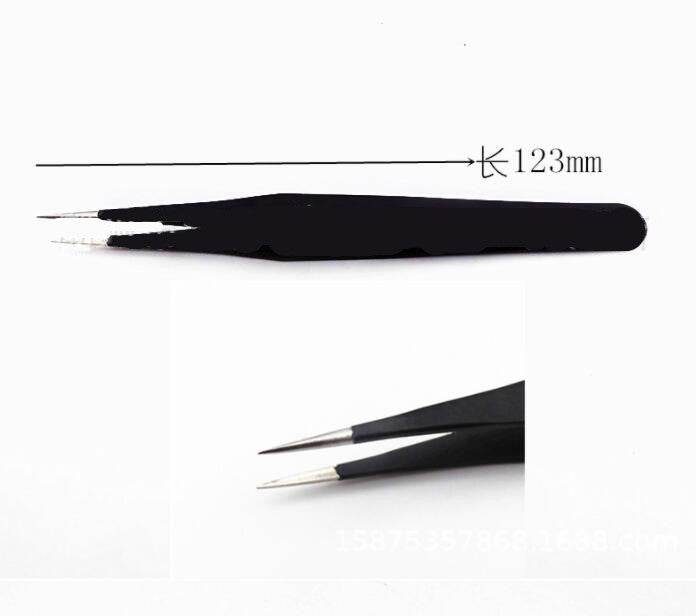 Stainless steel tweezers pointed elbow tweezers 10 Piece canvas bag tweezers Kit - Mubimart