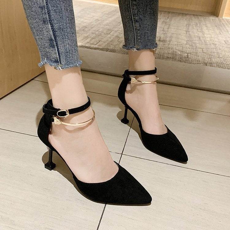 Hollow metal high heels - Mubimart
