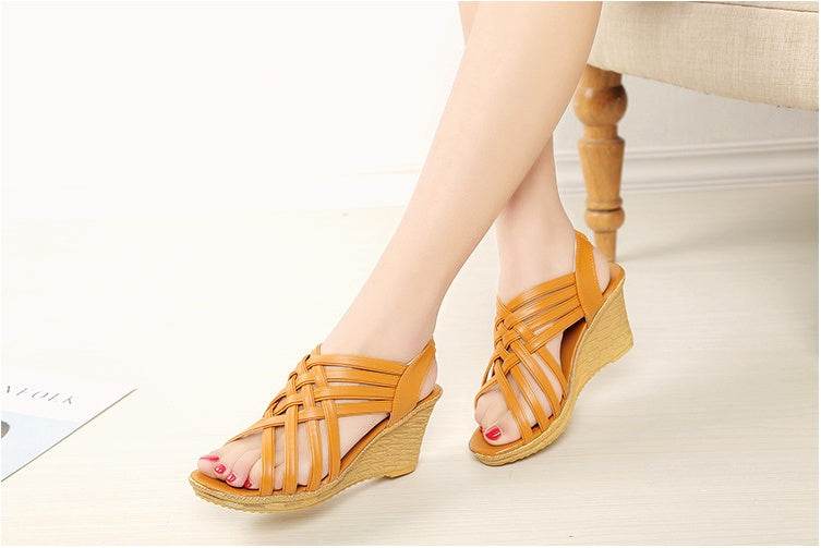 Fishbill Wedge Sandals - Mubimart