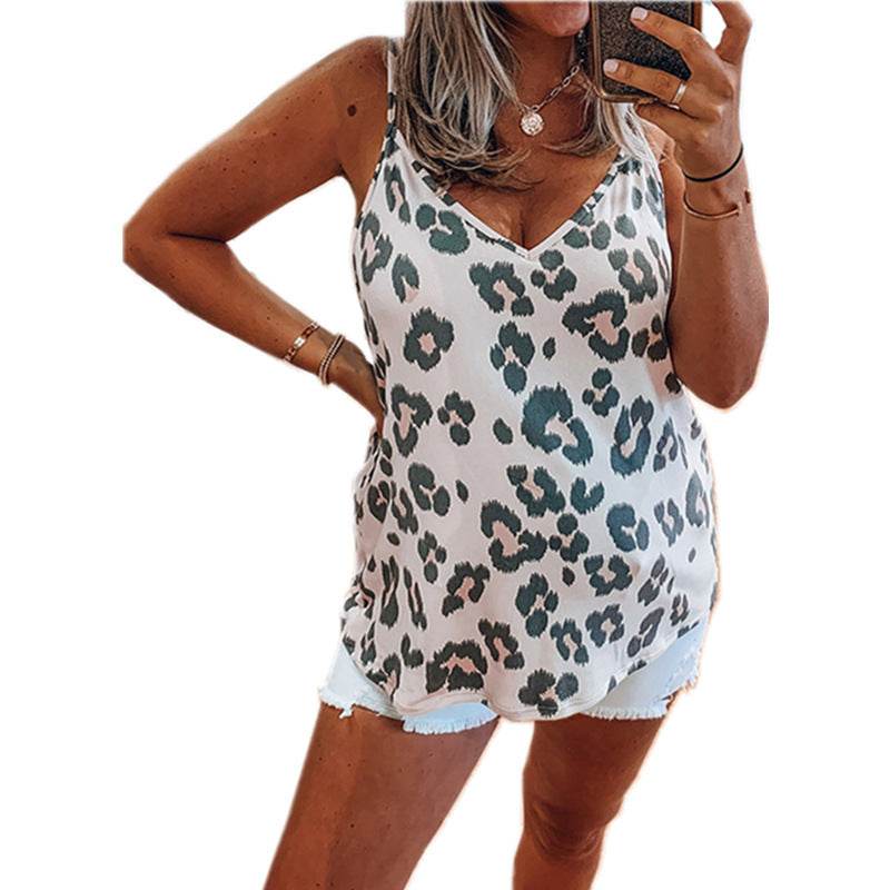 Printed Leopard Camisole Women's Top - Mubimart