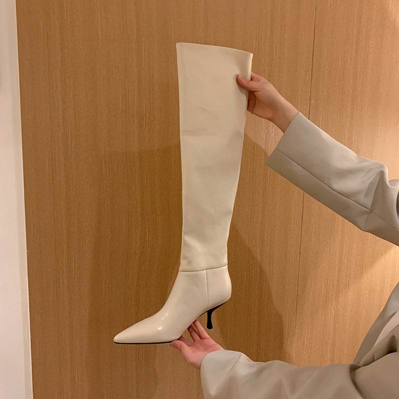 Over the knee pointed toe stiletto boots - Mubimart