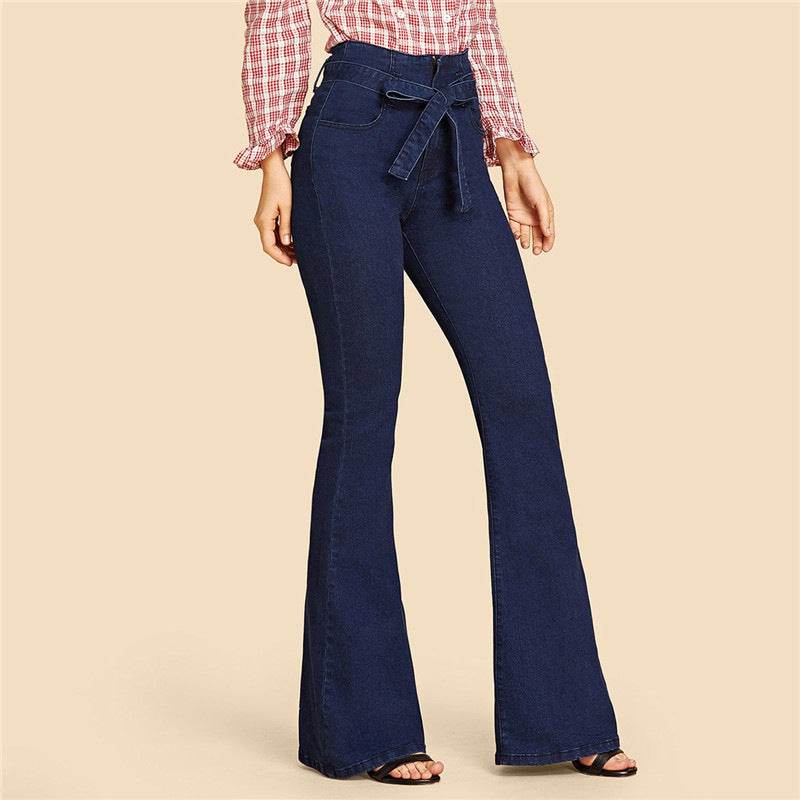 Wide-leg flared jeans - Mubimart